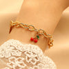 Wholesale Zinc Alloy Leaf And Fruit Pattern Electroplated Pendant Bracelet For Women