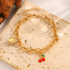 Wholesale Zinc Alloy Leaf And Fruit Pattern Electroplated Pendant Bracelet For Women
