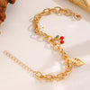 Wholesale Zinc Alloy Leaf And Fruit Pattern Electroplated Pendant Bracelet For Women