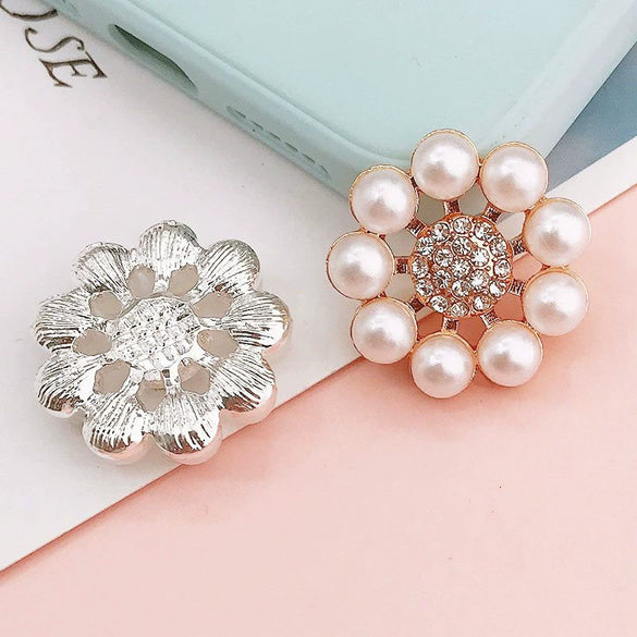 Wholesale Zinc Alloy Pearl Flower Diamond Mobile Phone Shell Jewelry Accessories With Return Pattern And Electroplating