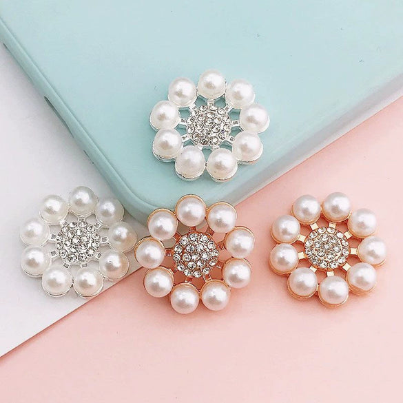 Wholesale Zinc Alloy Pearl Flower Diamond Mobile Phone Shell Jewelry Accessories With Return Pattern And Electroplating