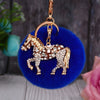 Wholesale Zinc Alloy Pony Car Creative Plush Keychain For Women With Diamond Encrustment