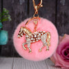Wholesale Zinc Alloy Pony Car Creative Plush Keychain For Women With Diamond Encrustment