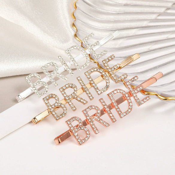 Wholesale Zinc Alloy Rhinestone Letter Hairpin For Women Electroplated Simple Style Hair Accessories