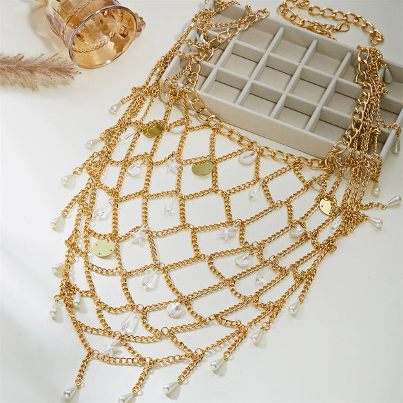 Wholesale Zinc Alloy Starfish Shell Pendant Bikini Body Chain And Skirt Chain For Women