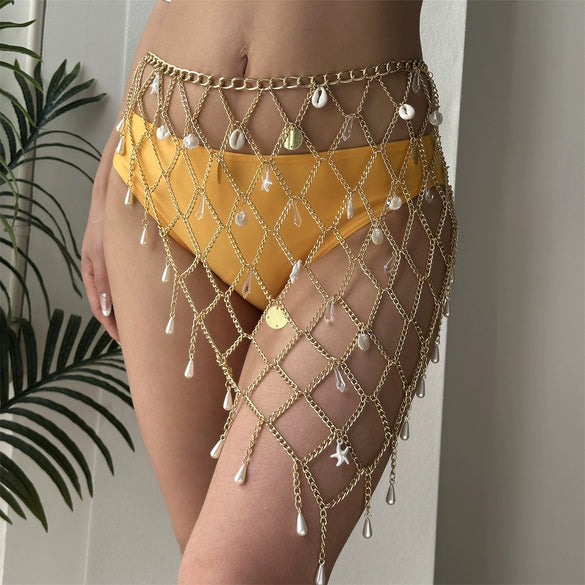 Wholesale Zinc Alloy Starfish Shell Pendant Bikini Body Chain And Skirt Chain For Women