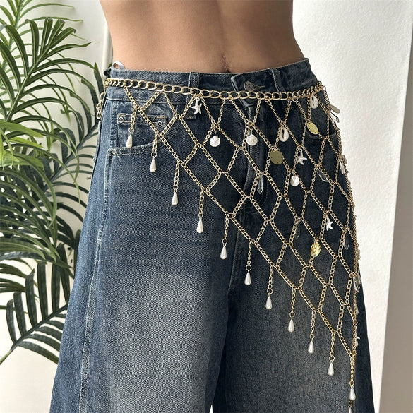 Wholesale Zinc Alloy Starfish Shell Pendant Bikini Body Chain And Skirt Chain For Women