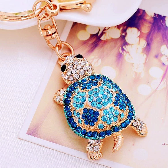 Wholesale Zinc Alloy Turtle Shaped Rhinestone Keychain For Women As Business Gift