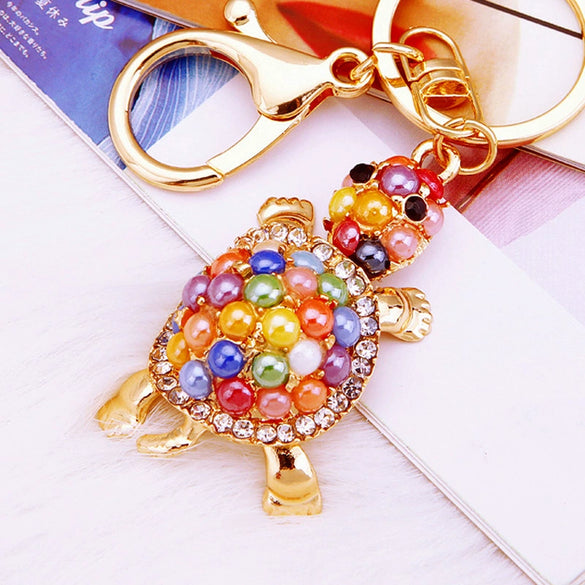 Wholesale Zinc Alloy Turtle Shaped Rhinestone Keychain For Women As Business Gift