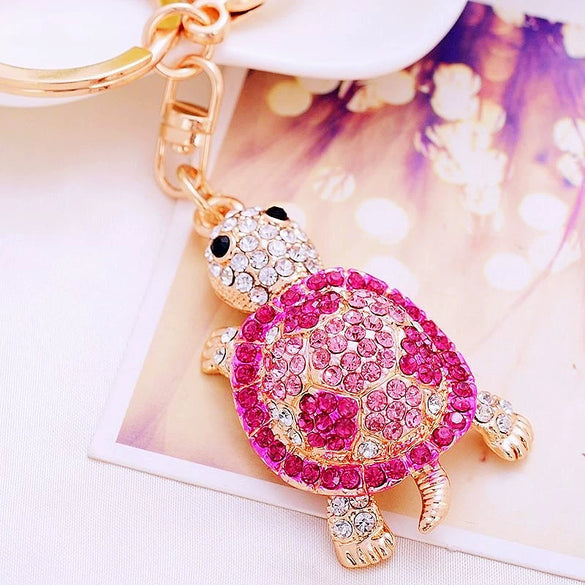 Wholesale Zinc Alloy Turtle Shaped Rhinestone Keychain For Women As Business Gift
