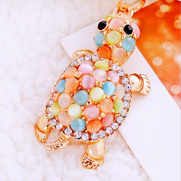 Wholesale Zinc Alloy Turtle Shaped Rhinestone Keychain For Women As Business Gift