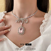 Wholesale Zircon Alloy Geometric Bow Clavicle Necklace With Electroplating For Women