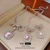 Wholesale Zircon Alloy Geometric Bow Clavicle Necklace With Electroplating For Women