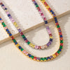 Wholesale Zircon And Copper Dopamine Fashion Geometric Square Necklace With Real Gold Plating