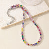 Wholesale Zircon And Copper Dopamine Fashion Geometric Square Necklace With Real Gold Plating