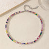 Wholesale Zircon And Copper Dopamine Fashion Geometric Square Necklace With Real Gold Plating