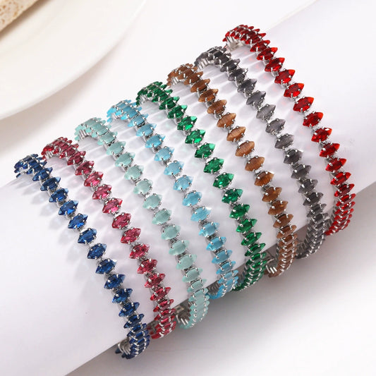 Wholesale Zircon Bracelet Light Luxury Style Copper Plated With Real Gold Inlay Design