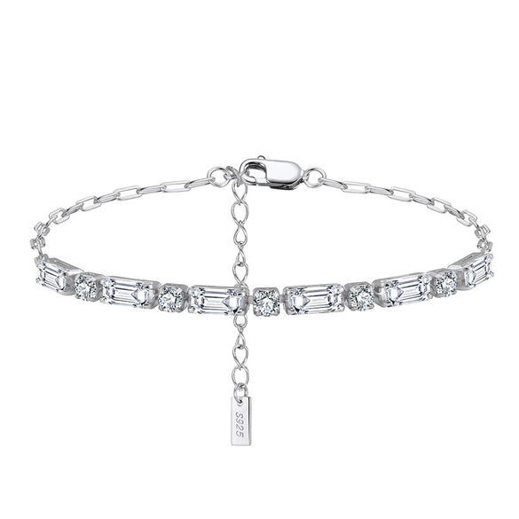 Wholesale Zircon Bracelet S925 Sterling Silver Geometric Style Electroplated
