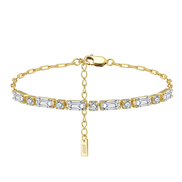 Wholesale Zircon Bracelet S925 Sterling Silver Geometric Style Electroplated