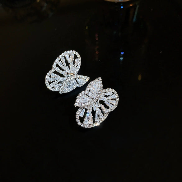 Wholesale Zircon Butterfly Earrings For Women Sweet Exquisite Light Luxury Elegant Inlaid Zircon