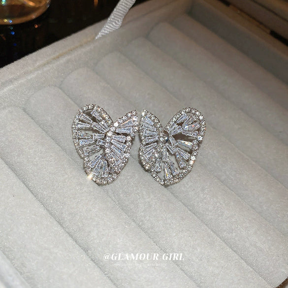 Wholesale Zircon Butterfly Earrings For Women Sweet Exquisite Light Luxury Elegant Inlaid Zircon