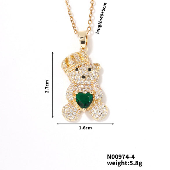 Wholesale Zircon Diamond Love Bear Pendant Jewelry Fashion Style Twisted Chain