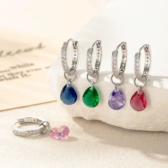 Wholesale Zircon Drop Shape Pendant Earrings Sweet Style High Quality For Women