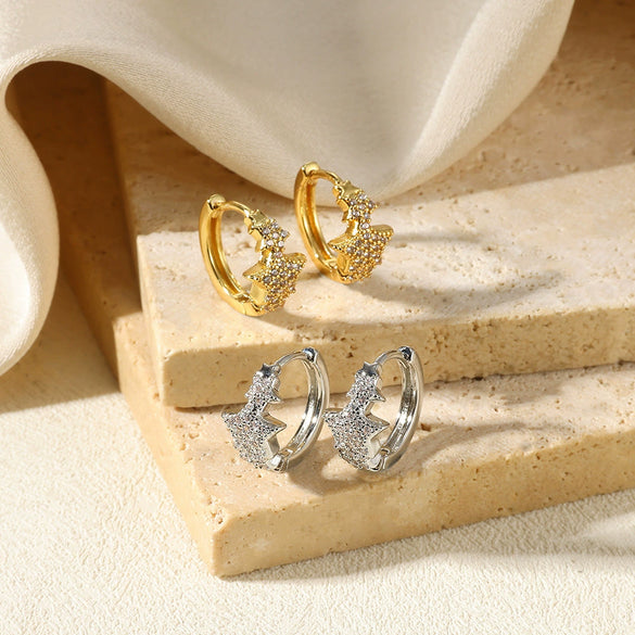 Wholesale Zircon Earrings Copper Gold Silver Electroplated Geometric Style Unisex