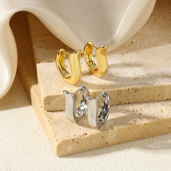 Wholesale Zircon Earrings Copper Gold Silver Electroplated Geometric Style Unisex