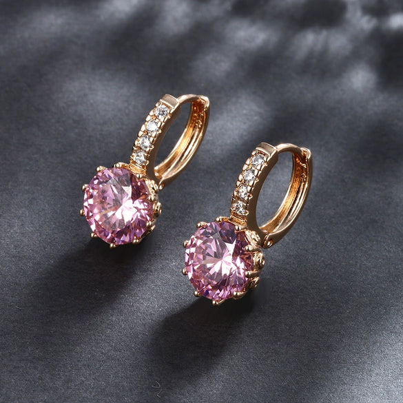 Wholesale Zircon Earrings Copper Zinc Alloy Geometric Electroplated Light Luxury Style For Women