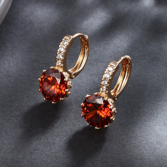 Wholesale Zircon Earrings Copper Zinc Alloy Geometric Electroplated Light Luxury Style For Women