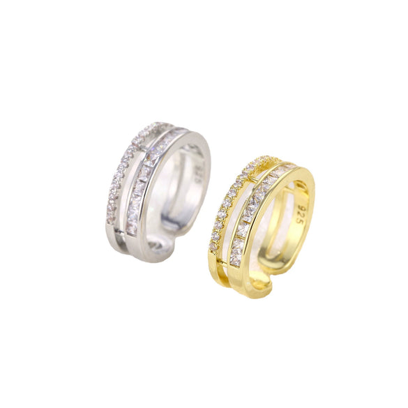 Wholesale Zircon Fashion Cold Style Ring With Geometric Pattern Microinlaid With Full Diamond Opening Adjustable