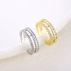 Wholesale Zircon Fashion Cold Style Ring With Geometric Pattern Microinlaid With Full Diamond Opening Adjustable