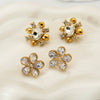 Wholesale Zircon Flower Stainless Steel 18K Gold Plated Earrings For Women