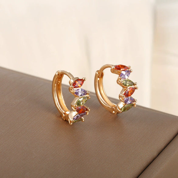 Wholesale Zircon Geometric Round Earrings For Women With Electroplating