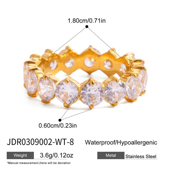 Wholesale Zircon Geometric Stainless Steel Electroplated Ring Women's Jewelry