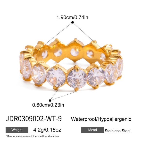 Wholesale Zircon Geometric Stainless Steel Electroplated Ring Women's Jewelry