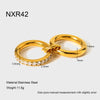 Wholesale Zircon Geometric Stainless Steel 18K Gold Plated Doublelayer Ring For Women Light Luxury Jewelry