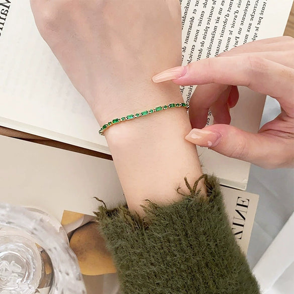 Wholesale Zircon Geometric Style Simple Buckle Bracelet With Real Gold Electroplated And Diamond Design For Women