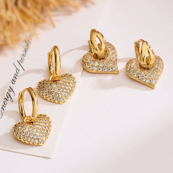 Wholesale Zircon Heart Earrings For Women Copper Geometric Simple Elegant