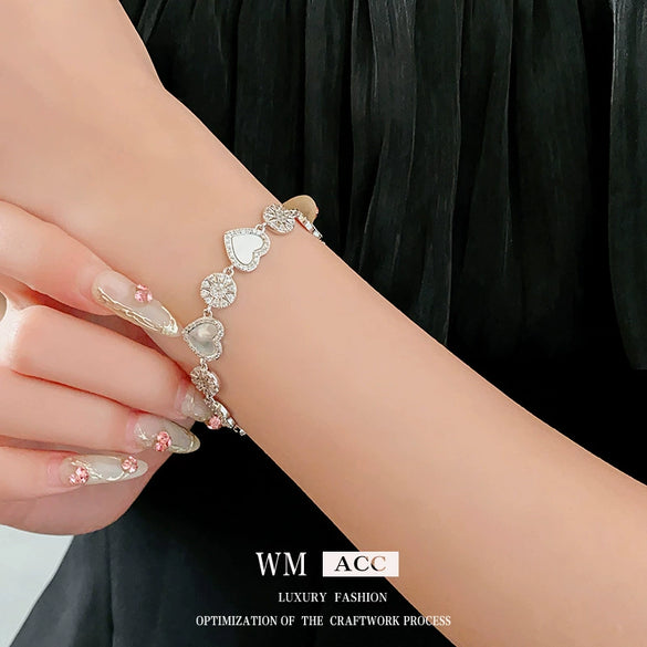 Wholesale Zircon Heart Fashion Electroplated Women's Bracelet