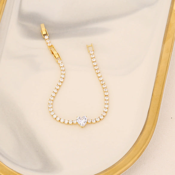 Wholesale Zircon Heart Fivepointed Star Bracelet 18K Goldplated Jewelry For Women