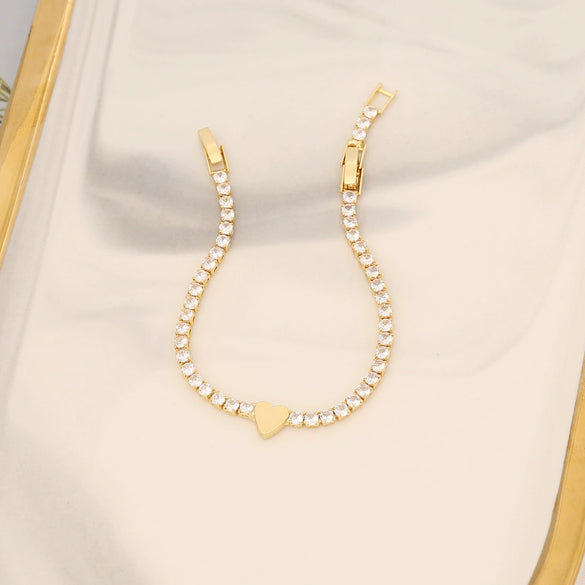 Wholesale Zircon Heart Fivepointed Star Bracelet 18K Goldplated Jewelry For Women