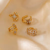 Wholesale Zircon Hollow Flower Earrings Fashion Retro Style With Geometric Pattern
