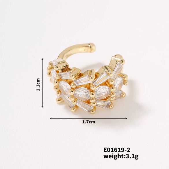 Wholesale Zircon Hollow Flower Earrings Fashion Retro Style With Geometric Pattern