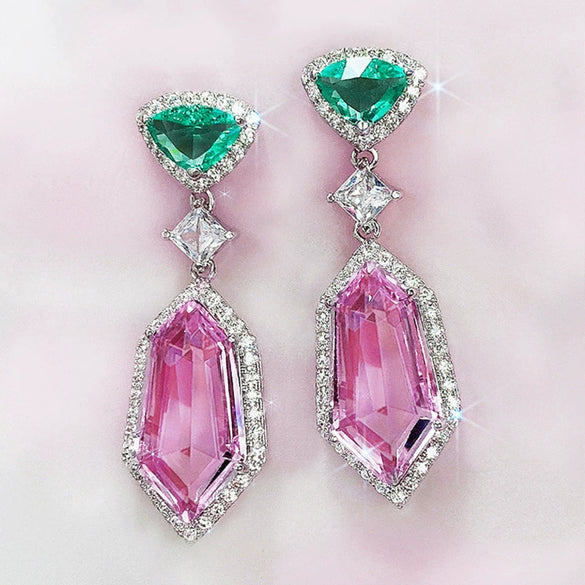 Wholesale Zircon Imitation Crystal Earrings Copper Geometric Simple Elegant Women's Earrings
