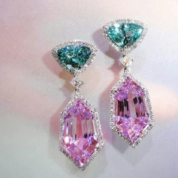 Wholesale Zircon Imitation Crystal Earrings Copper Geometric Simple Elegant Women's Earrings