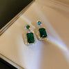 Wholesale Zircon Inlaid Geometric Silver Needle Round Bead Earrings For Women Gold Electroplated French Elegant Light Luxury Style