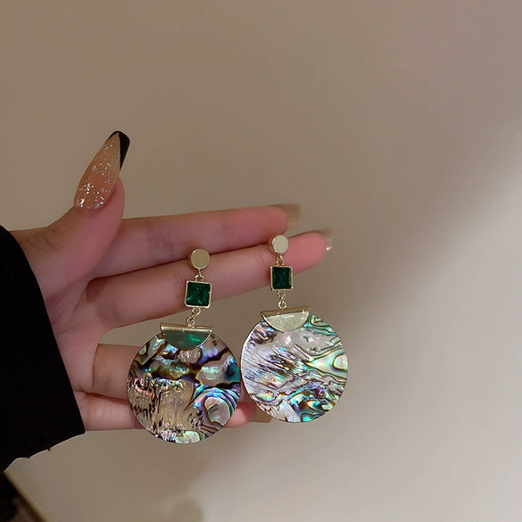 Wholesale Zircon Inlaid Geometric Silver Needle Round Bead Earrings For Women Gold Electroplated French Elegant Light Luxury Style