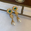 Wholesale Zircon Inlaid Geometric Silver Needle Round Bead Earrings For Women Gold Electroplated French Elegant Light Luxury Style